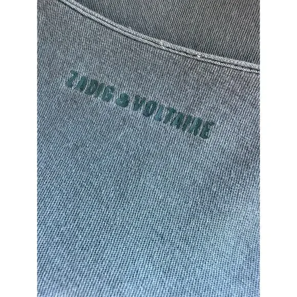 Zadig & Voltaire Tunisien MC Patch Skull Cotton Tee Shirt green/teal sz S - Picture 4 of 4